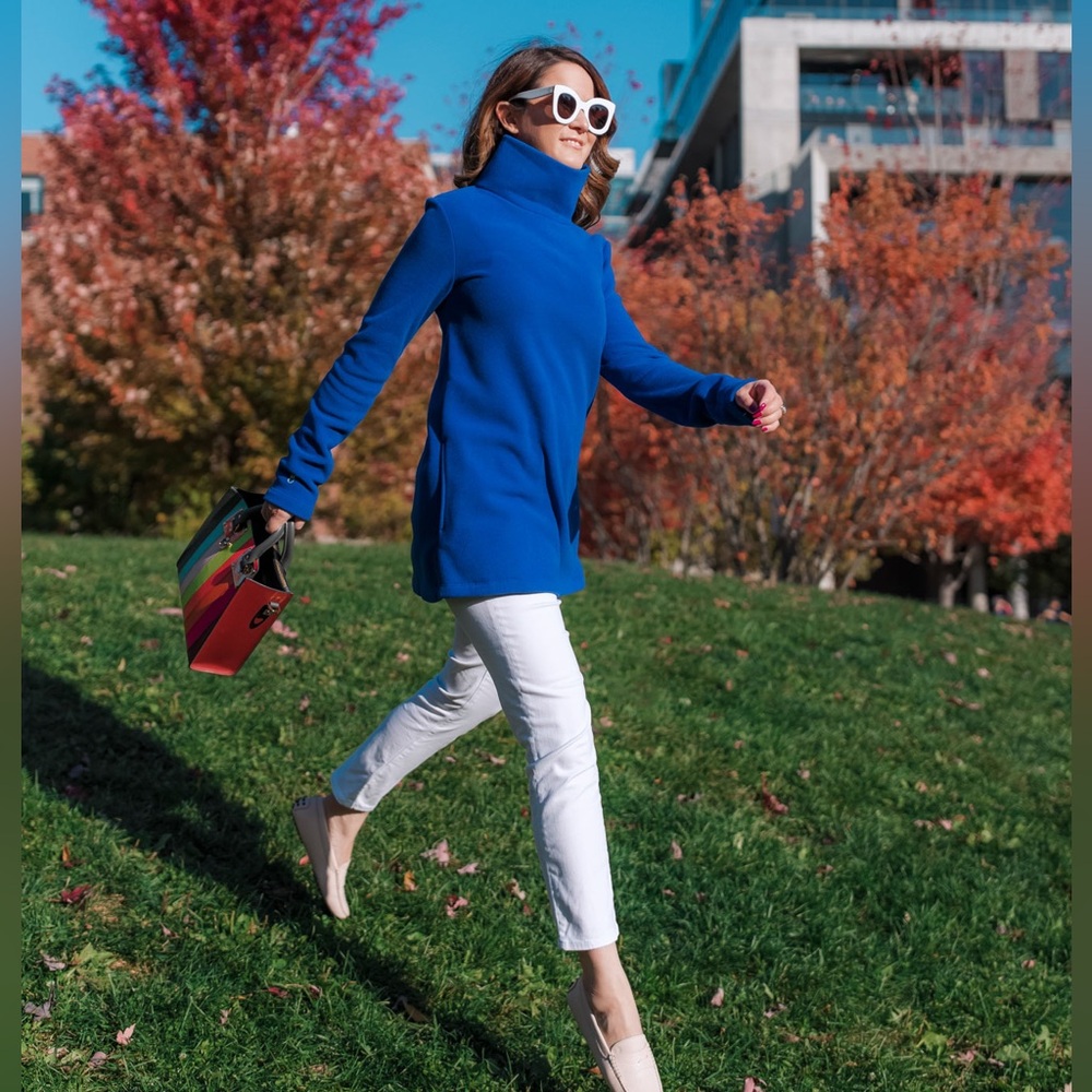 Dudley Stephens Cobble Hill Royal Blue Fleece Tunic with Pockets M